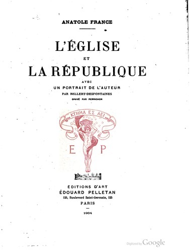 L' eglise et la république by Anatole France cover