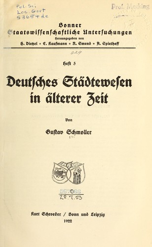 Deutsches Städtewesen in älterer Zeit by Gustav von Schmoller cover