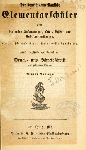 Der deutsch amerikanische clementarschüler by Witter, Conrad, pub. [from old catalog] cover