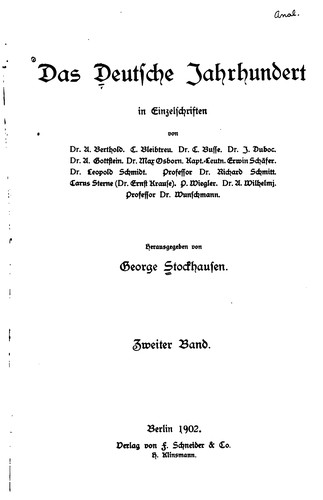 Das deutsche Jahrhundert in Einzelschriften by George Stockhausen cover