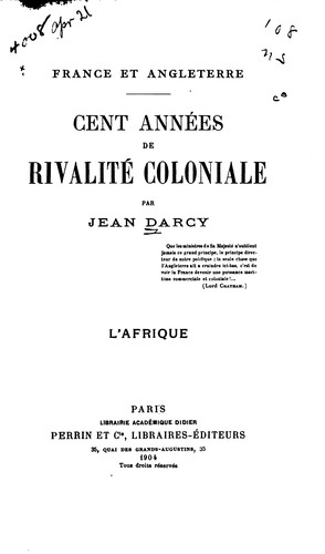 France et Angleterre by Jean Darcy cover