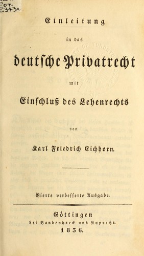 Einleitung in das deutsche Privatrecht by Friedrich Wilhelm Joseph von Schelling cover