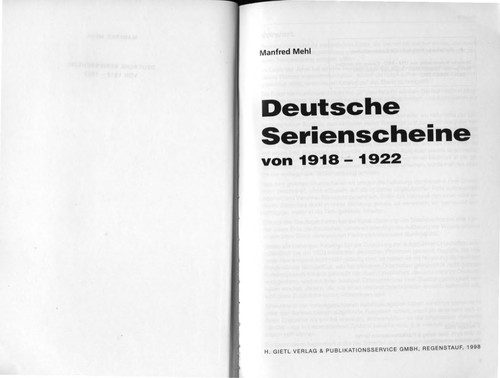 Deutsche Serienscheine von 1918-1922 by Manfred Mehl cover