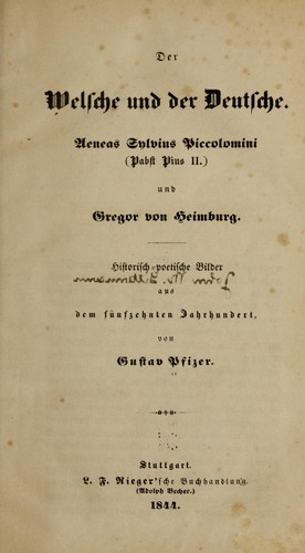 Der Welsche und der Deutsche by Gustav Pfizer cover