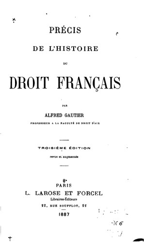 Précis de l'histoire du droit français by Alfred Gautier cover
