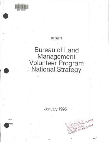 Bureau of Land Management volunteer program national strategy