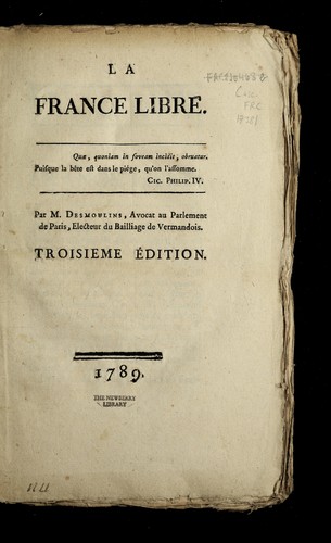 La France libre by Camille Desmoulins cover