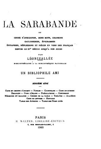 La sarabande by Leon Vallée cover
