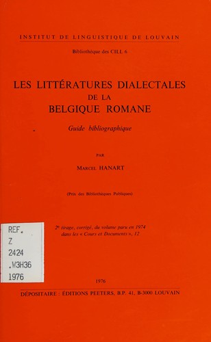 Les littératures dialectales de la Belgique romane by Marcel Hanart cover
