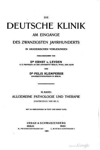 Deutsche Klinik am Eingange des zwanzigsten Jahrhunderts by Ernst von Leyden cover