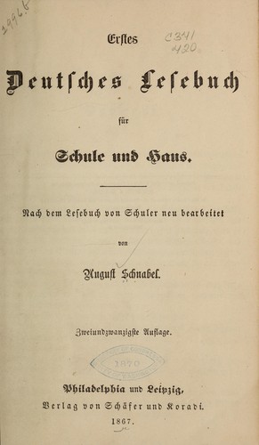 Erstes deutsches lesebuch für schule und haus by August Schnabel cover