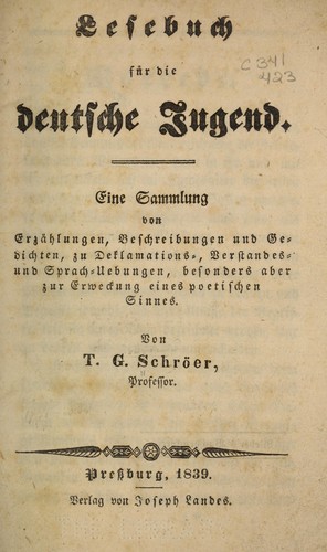 Lesebuch für die deutsche jugend by Tobias Gottfried Schröer cover