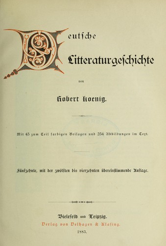 Deutsche Litteraturgeschichte by Robert Koenig cover