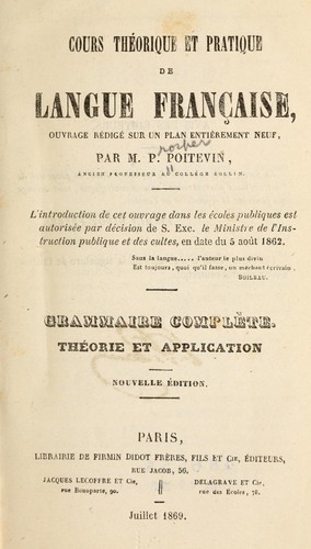 Cours théorique et pratique de langue français by Prosper Poitevin cover