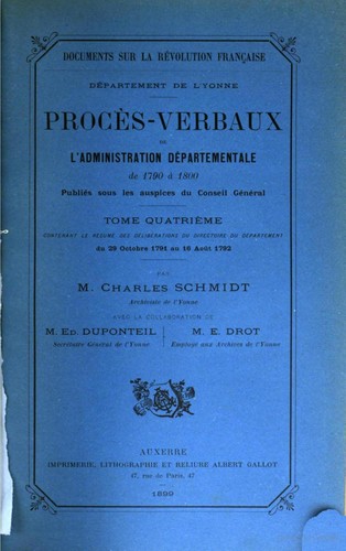 Documents sur la révolution franc̜aise by Yonne (France) cover