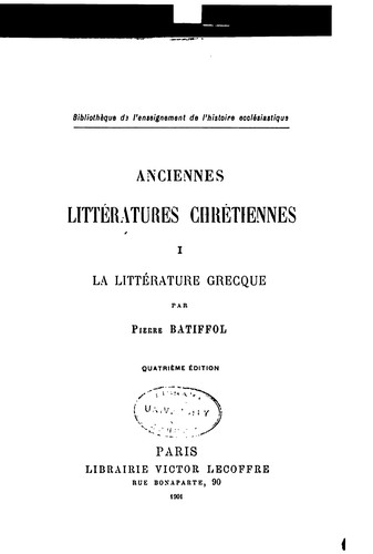 La litterature grecque by Pierre Batiffol cover