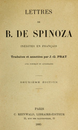 Lettres de B. de Spinoza inédites en français by Benedictus de Spinoza cover