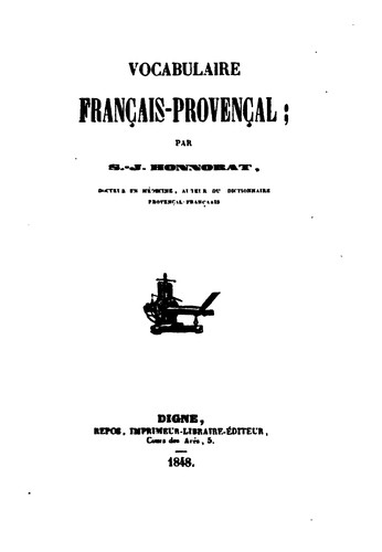 Vocabulaire français-provençal by Simon Jude Honnorat cover