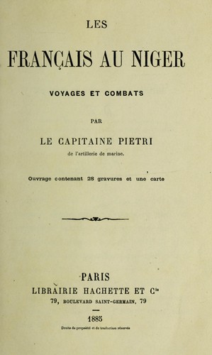 Les français au Niger by Camille Pietri cover
