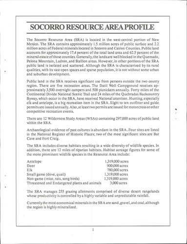 Resource management plan program document