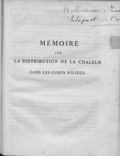 Mémoire sur la distribution de la chaleur dans les corps solides
