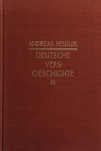 Deutsche Versgeschichte by Heusler, Andreas cover