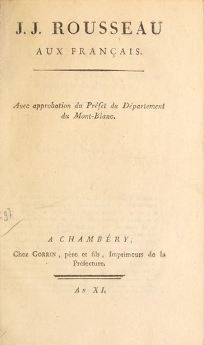 J.J. Rousseau aux Français by J. Martin cover