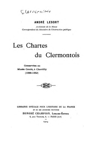 Les chartes du Clermontois by Clermontois, France cover