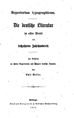 Repertorium typographicum by Emil Ottokar Weller cover