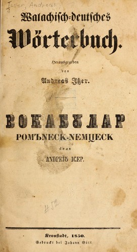 Walachisch-deutsches Wörterbuch by Andreas Isser cover