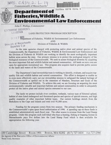 Land protection program description