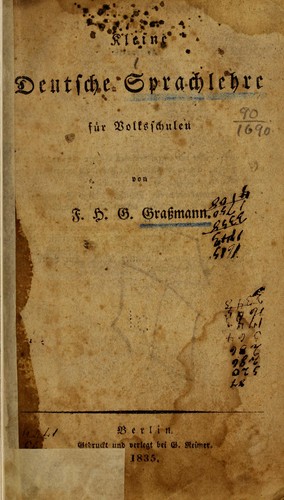 Kleine deutsche sprachlehre für volksschulen by F. H. G. Grassmann cover