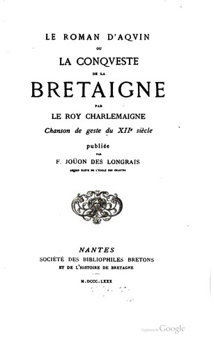 Le roman d'Aqvin by Conquête de la Bretagne cover