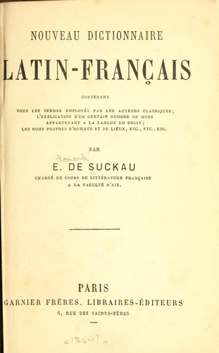 Nouveau dictionnaire latin-français by Édouard de Suckau cover
