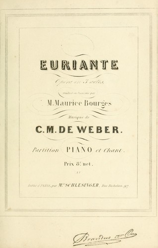 Euryanthe by Carl Maria von Weber cover