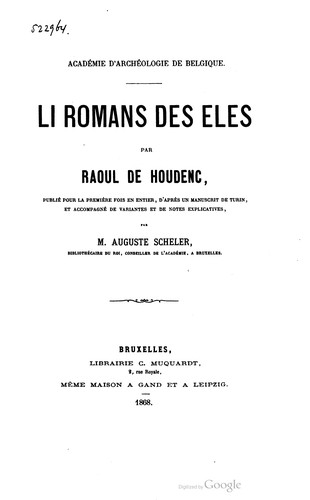 Li romans des eles by Raoul de Houdenc cover