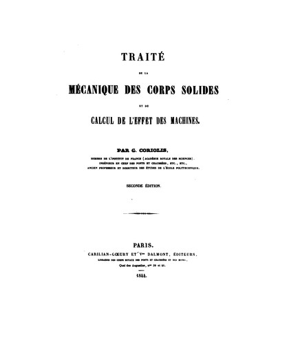 Traité de la mécanique des corps solides et du calcul de l'effet des machines