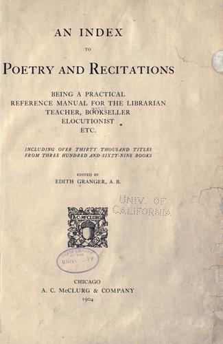 An index to poetry and recitations