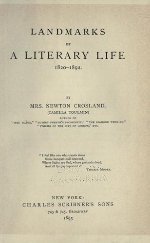 Landmarks of a literary life 1820-1892