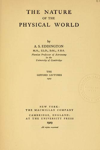The Nature of the Physical World