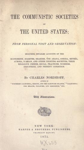 The communistic societies of the United States