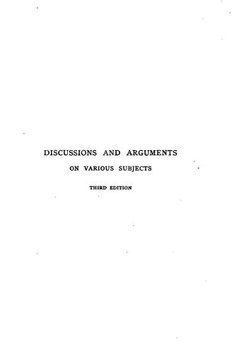 Discussions and arguments on various subjects