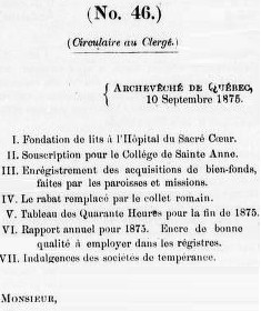 Circulaire au clergé