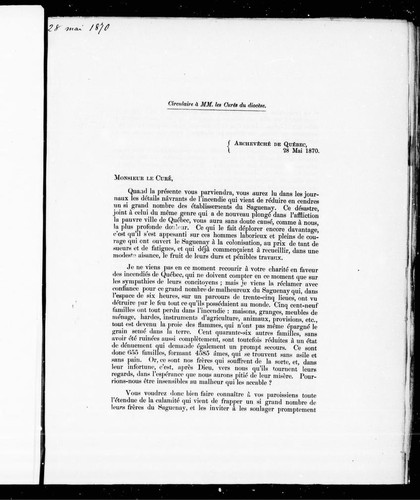 Circulaire a MM. les curés du diocèse