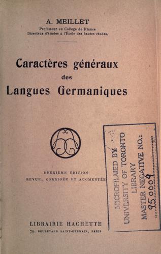 Caractères généraux des langues germaniques