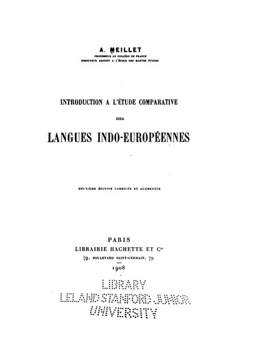 Introduction à l'étude comparative des langues indo-européennes