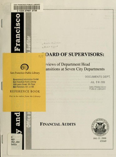 Board of Supervisors by San Francisco (Calif.). Office of the Controller. City Services Auditor Division. cover