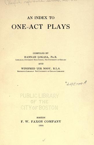 An index to one-act plays
