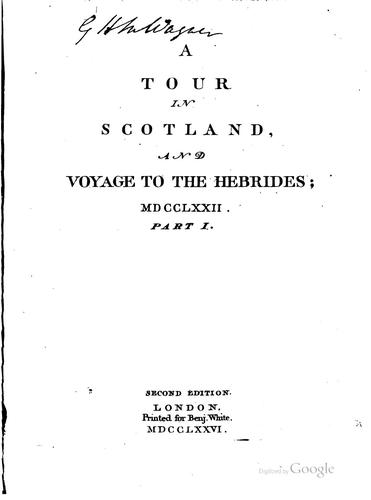 A tour in Scotland, MDCCLXXII