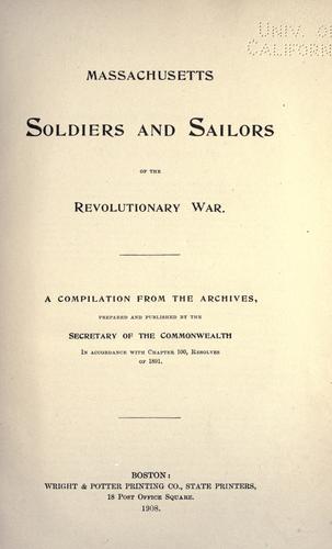 Massachusetts soldiers and sailors of the revolutionary war